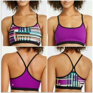 NWT Fabletics Snap Dragon Reversible Bra Purple/Printed Womens Small